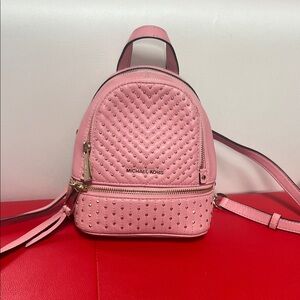 Michael Kors Pink Quilted Studded Backpack